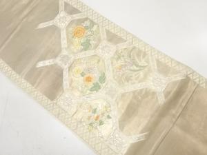 アンティーク　蜀江に草花模様刺繍袋帯（材料）